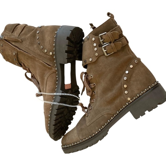 SAM EDELMAN Jennifer Studded Suede Combat Ankle Boots NEW - Picture 5 of 10